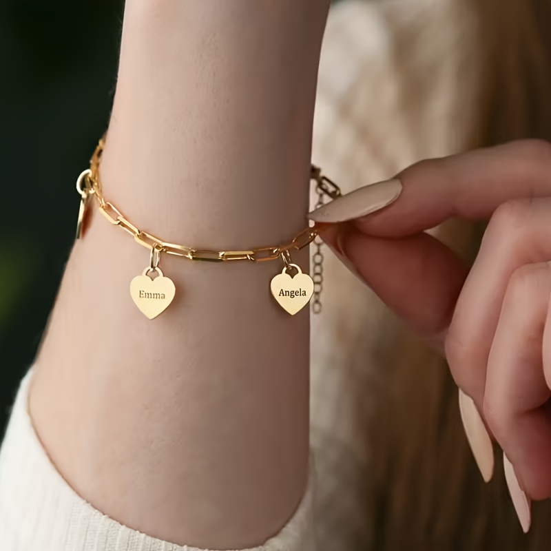 Custom 18K Golden Plated Heart Bracelet, Exquisite Luxury Gift